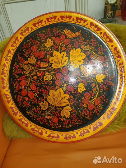 Поднос деревянный расписной. Хохлома