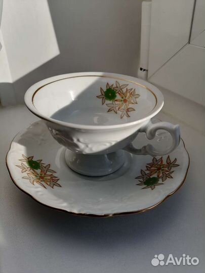 Чайная пара, молочник фарфор, Польша, Wawel