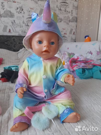 Кукла беби бон 45см с одеждой и кроваткой