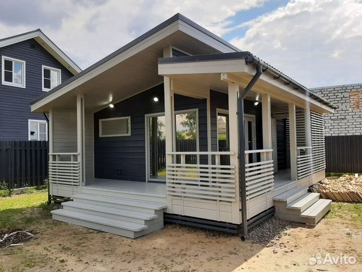 Современные стильные каркасные бани