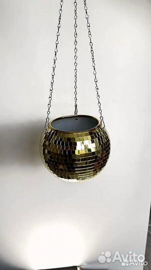 Кашпо из диско шара / кашпо из зеркальной мозаики