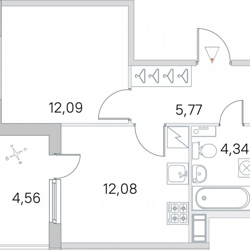 1-к. квартира, 36,6 м², 4/5 эт.