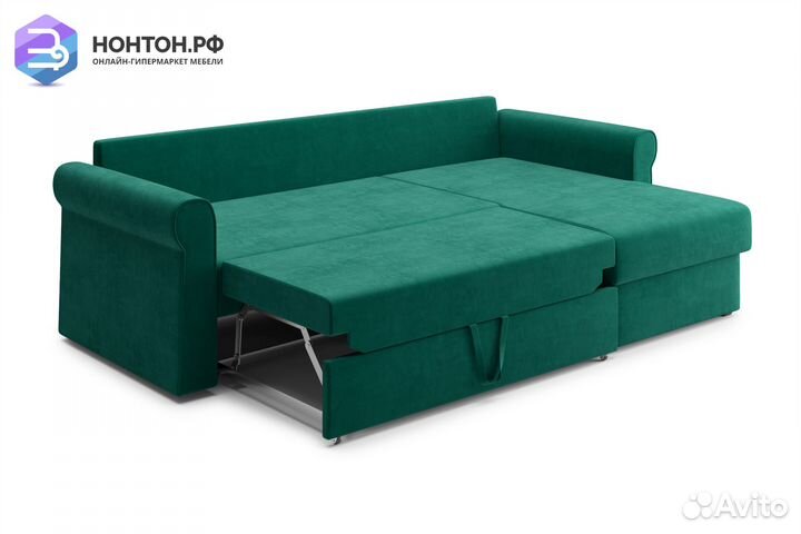 Диван угловой дельфин Лира изумрудный