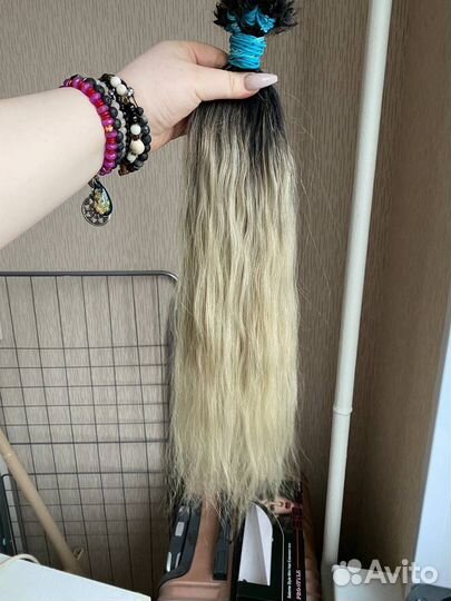 Блонд омбре 60 см холодный волна / прямые