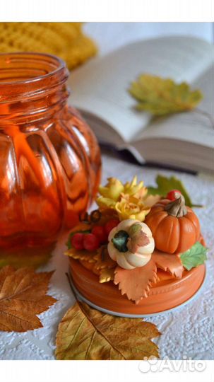 Осенняя баночка с декором/полимерная глина