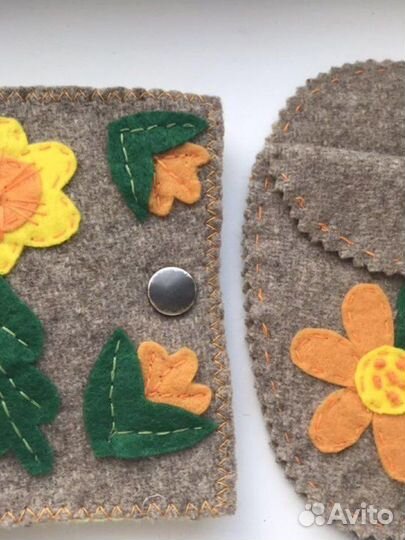 Игольница и футляр для ножниц. Фетр. 4 цвета