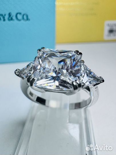 Муассанит кольцо с бриллиантом сереьряное graff