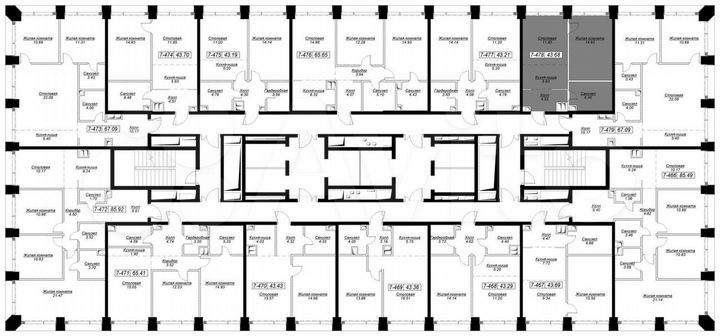 1-к. квартира, 43,7 м², 36/55 эт.