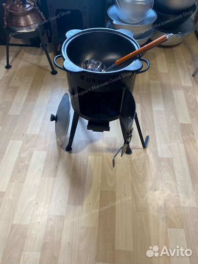 Казан чугунный с печкой