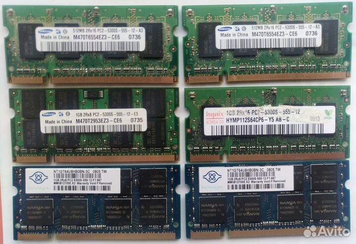 Оперативная память ddr3 ddr2 для ноутбука / разные