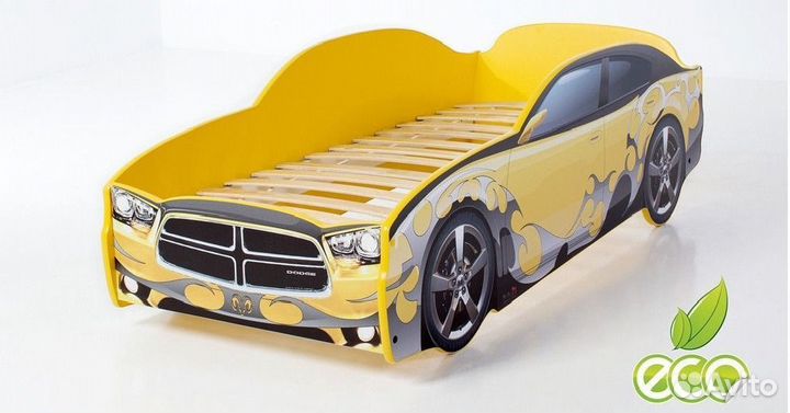 Кровать-машина Додж желтая в наличии