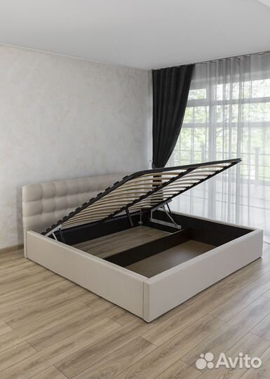 Кровать 180х200 с подъемным механизмом бежевая