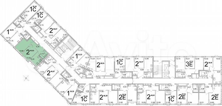 2-к. квартира, 46 м², 5/15 эт.