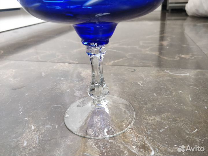 Ваза на ножке для фруктов конфет СССР цветная