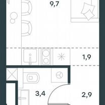 Квартира-студия, 17,9 м², 7/19 эт.