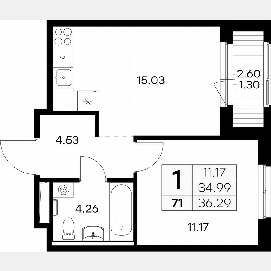1-к. квартира, 36,3 м², 6/12 эт.