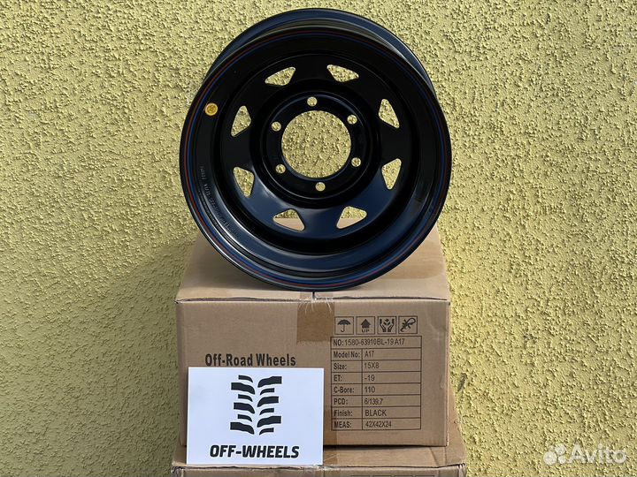 Диск Off-road-wheels 15x8 6x139.7 ET-19 черный