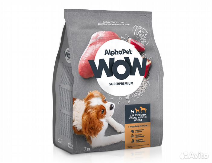 Корм AlphaPet WOW для собак мелких пород, 7кг