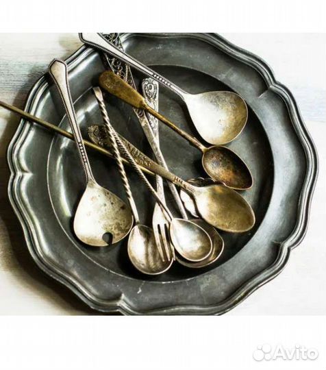 Ложки, вилки, посуда мельхиор некомплект