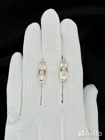 Золотые серьги с бриллиантами 585 / 8.73 гр