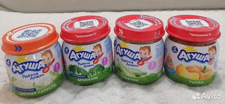 Овощные, фруктовые, мясные пюре Агуша и каша
