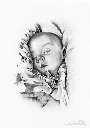 Портрет по фото карандашом на заказ