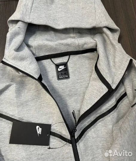 Серое худи nike tech fleece