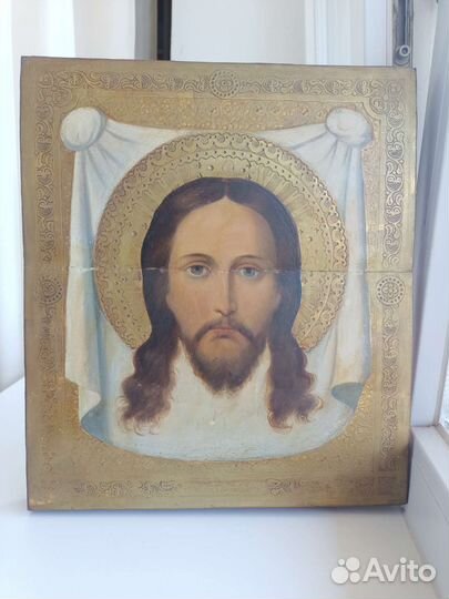 Икона старинная Спас Нерукотворный