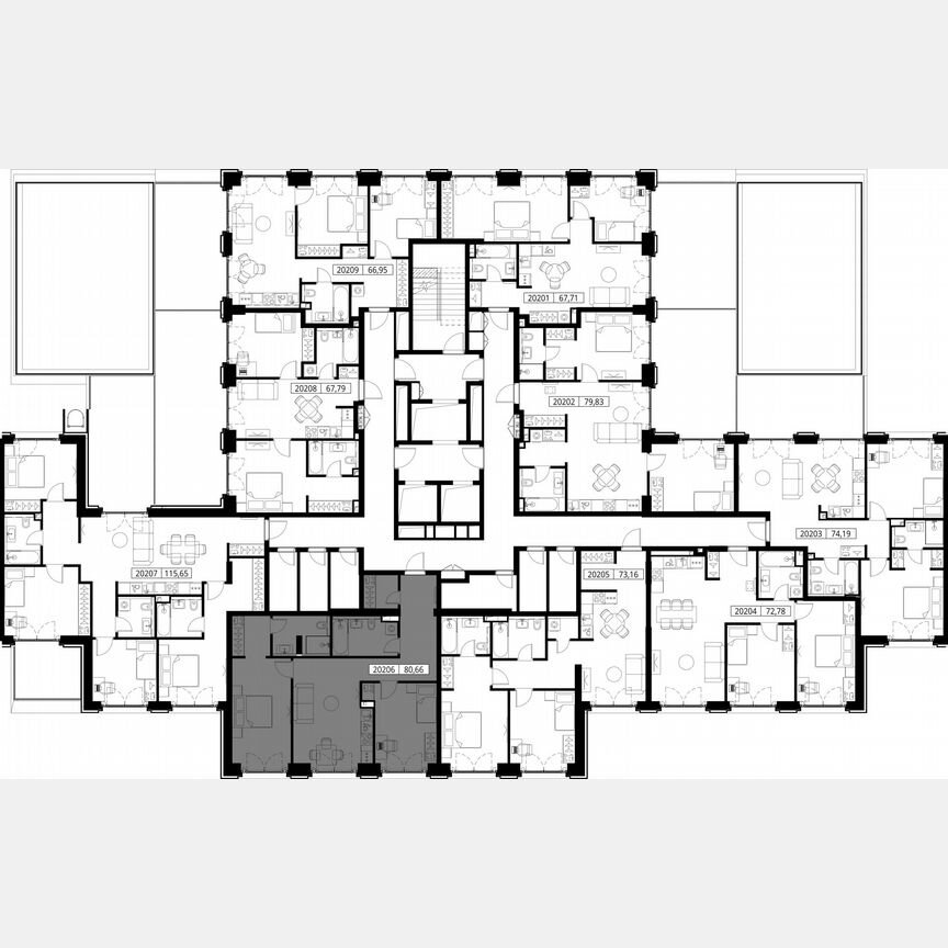 2-к. квартира, 80,7 м², 2/15 эт.