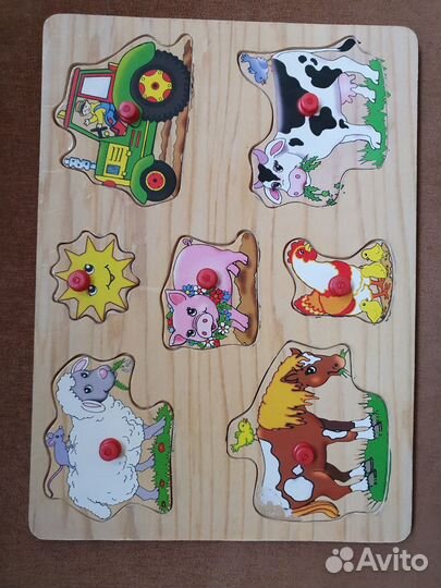Пазл сортер детские деревянные животные ферма