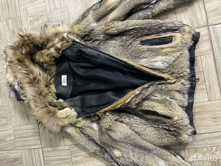 Шуба мужская из меха волка