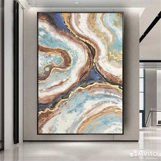Картина маслом абстракция с золотом
