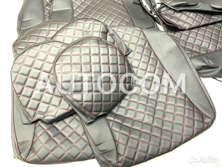 Чехлы сидений эко-кожа ваз 2108-2115 красный ромб