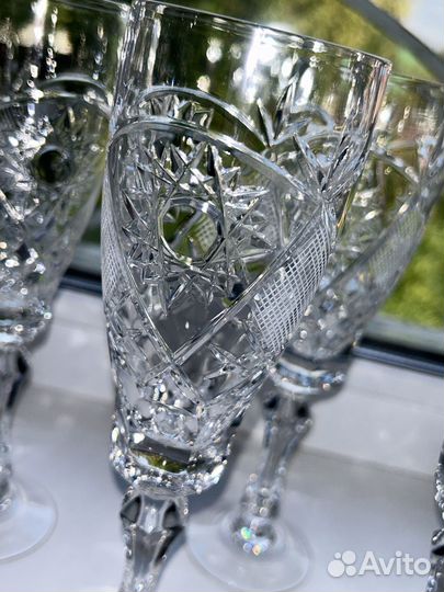 Хрустальные высокие фужеры СССР новые
