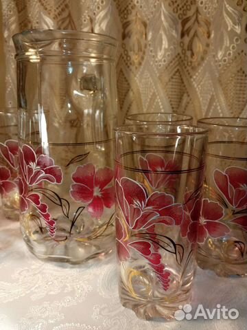 Графин с ручкой, 6 стаканов