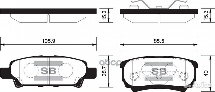 SP2111SNS колодки дисковые задние 106х15,5х35