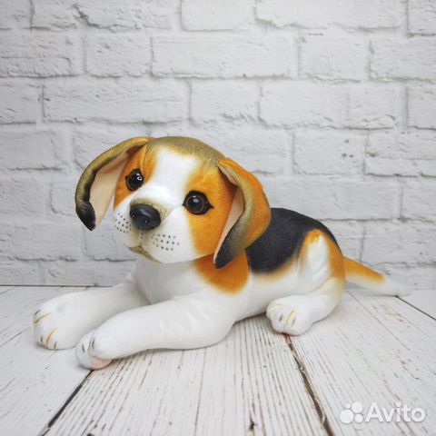 Мягкая игрушка щенок Бигль реалистичный