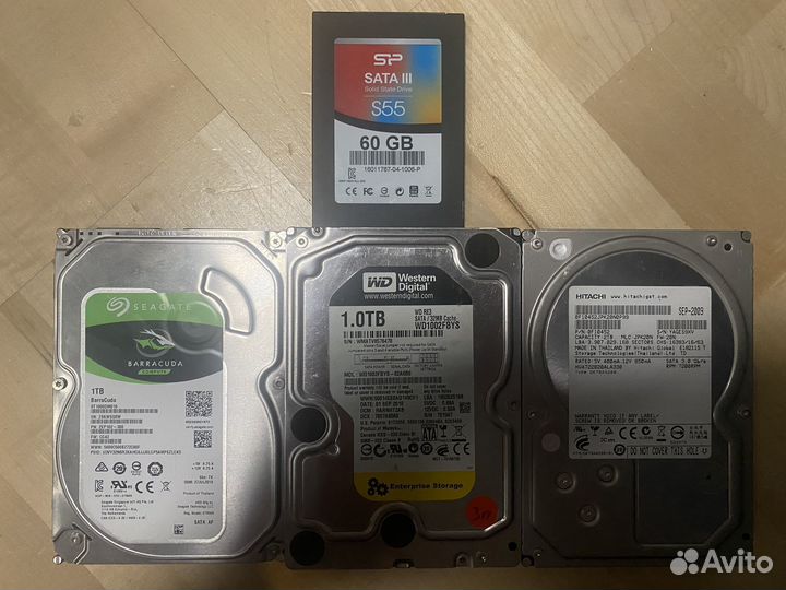 Жесткий диски 2 тб, 1 тб, 1 тб, ssd 60 гб