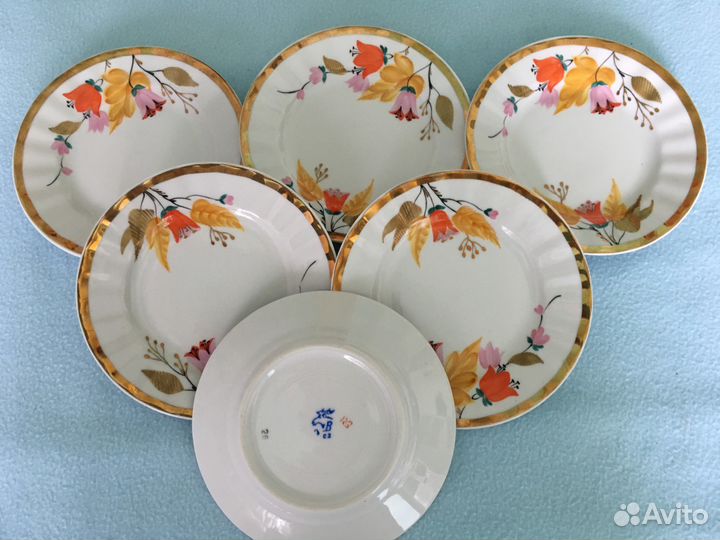 Тарелочки блюдца.Фарфор.Ручная роспись.Вербилки