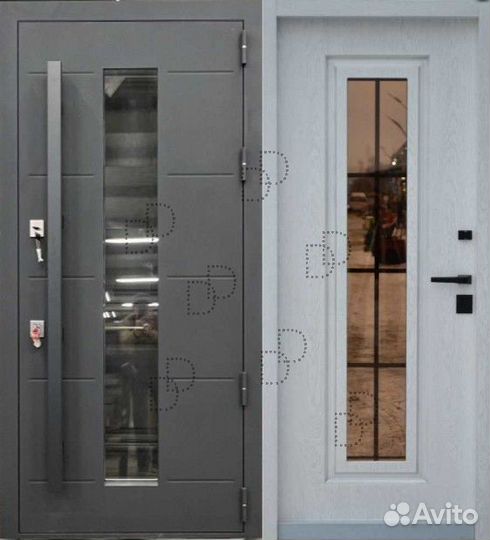 Уличная металлическая дверь с окном для дома