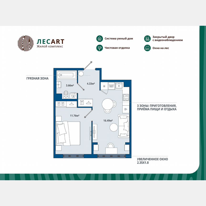 1-к. квартира, 36,2 м², 1/12 эт.