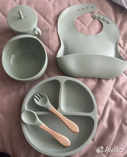 Набор силиконовой посуды детский новый