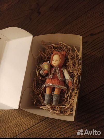 Новогодняя ватная игрушка на елку