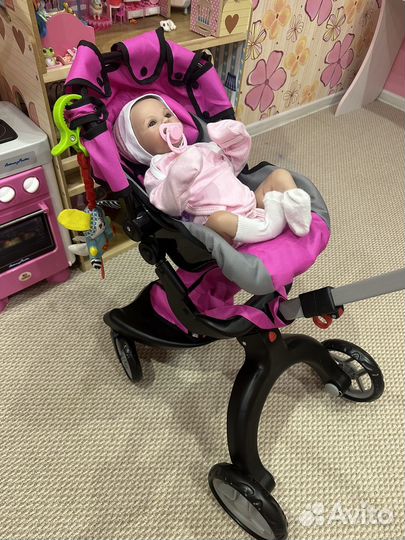 Коляска для кукол 2 в 1 с сумкой