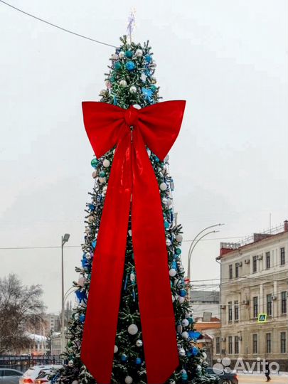 Бант красный на елку