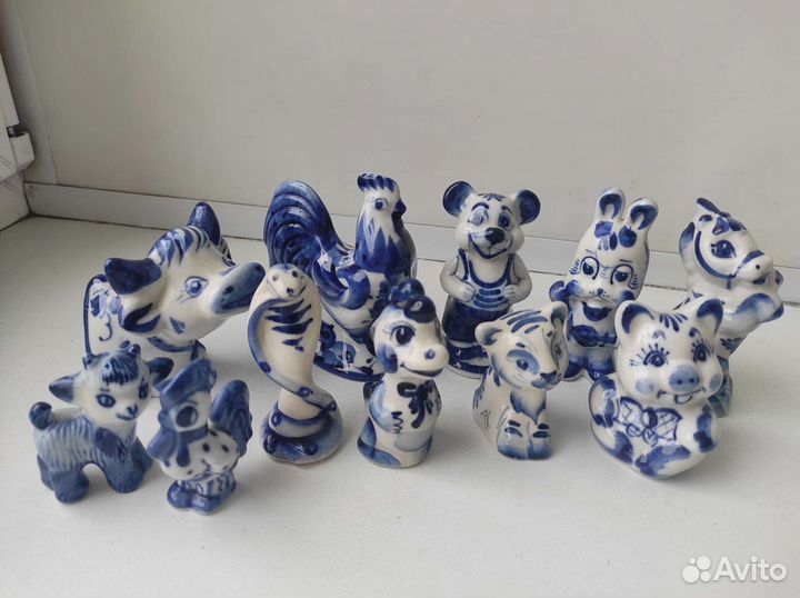 Фигурки гжель животные восточный гороскоп