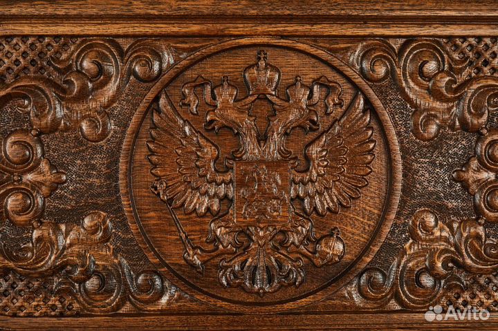 Нарды и шашки резные Герб РФ 50 х 50 см Бук Армения 62455