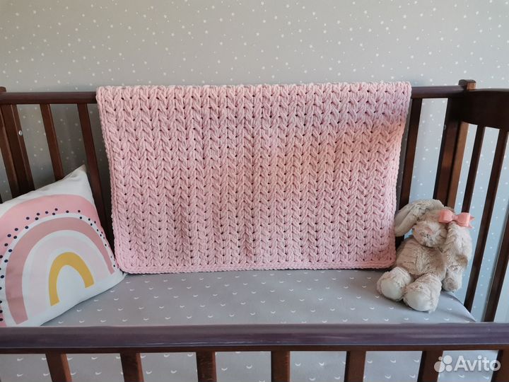 Плед детский в коляску вязаный ручная работа