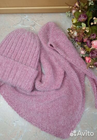 Шапка Косынка комплект из ангоры