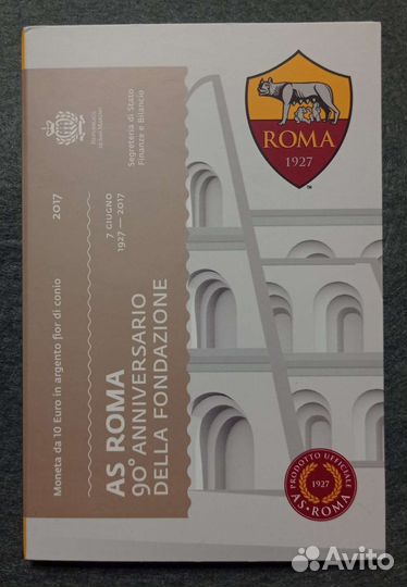 Монета Сан-Марино Футбольный клуб Рома Серебро